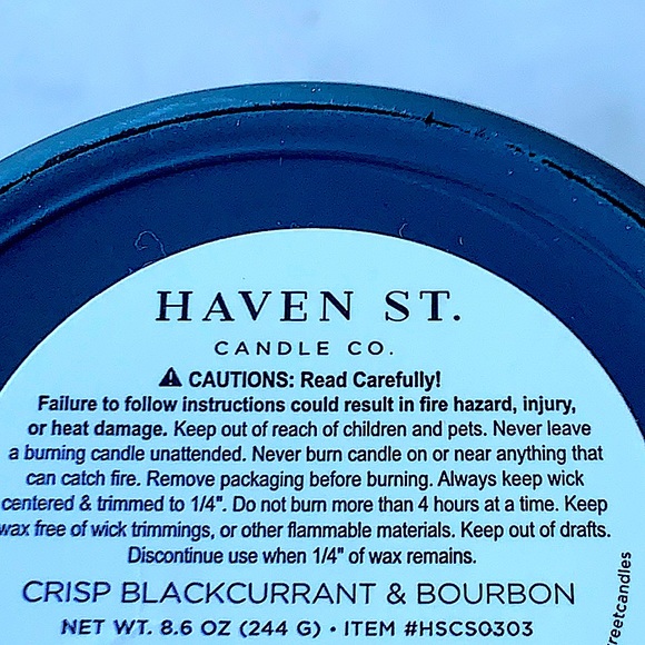 HAVEN STREET CANDLE “CRISP BLACKCURRANT + BOURBON” RICHLY SCENT NEW - Picture 3 of 3